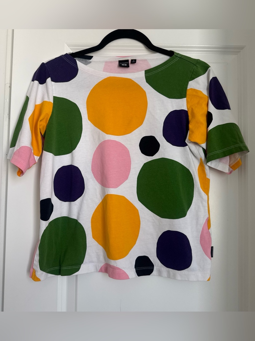 Marimekko X Uniqlo Multi Spotted Colorful Print T-Shirt Top Womens Size XS